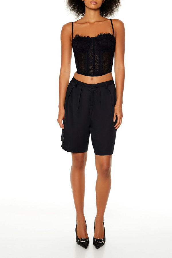 Forever21 Lace Cropped Bustier Cami BLACK