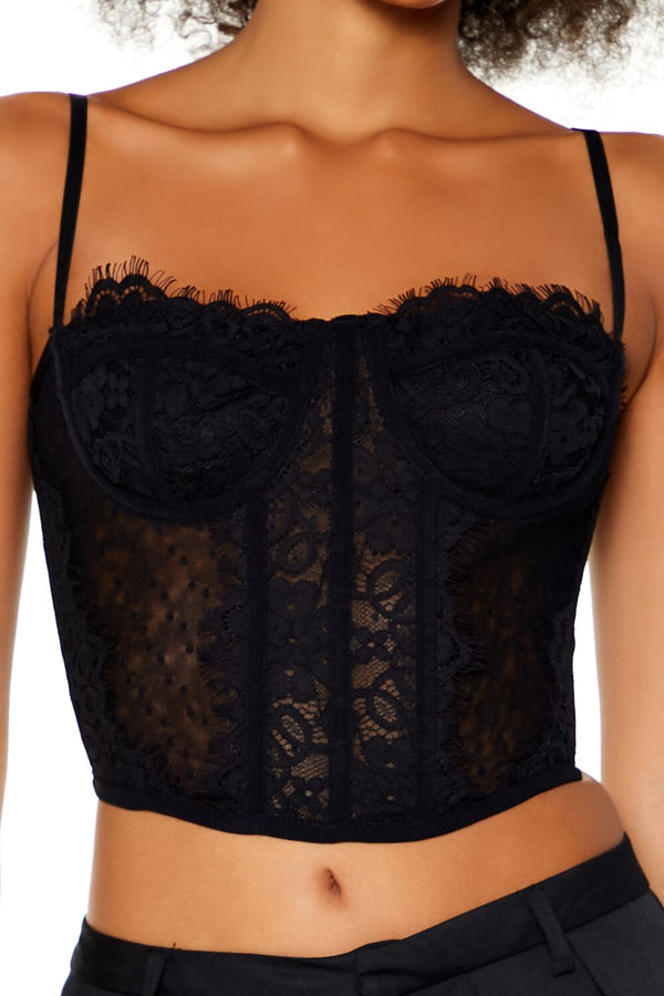 Forever21 Lace Cropped Bustier Cami BLACK