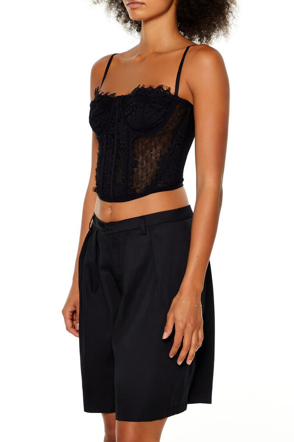 Forever21 Lace Cropped Bustier Cami BLACK
