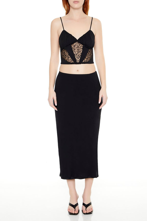 Forever21 Lace Cropped Cami BLACK