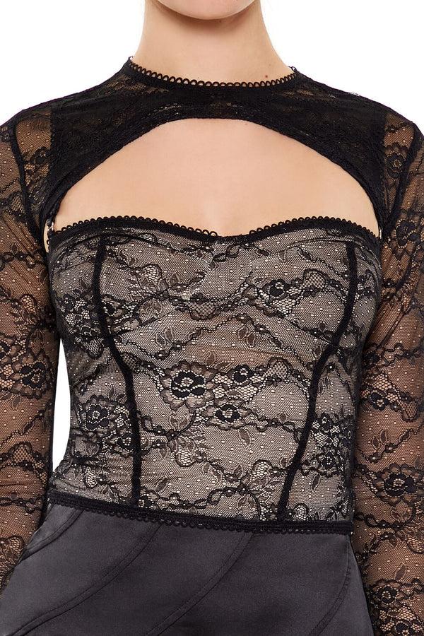 Forever21 Lace Cutout Bustier Combo Top BLACK