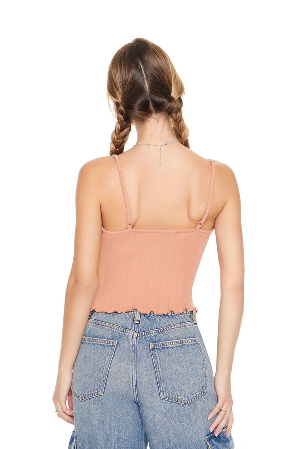 Forever21 Lace-Trim V-Neck Cami COPPER
