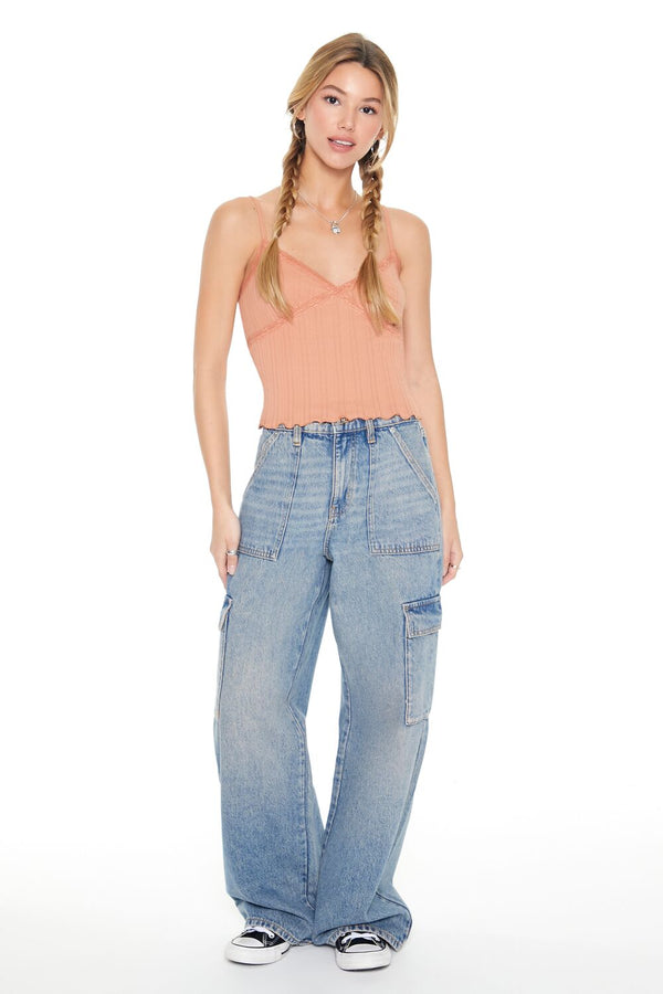 Forever21 Lace-Trim V-Neck Cami COPPER