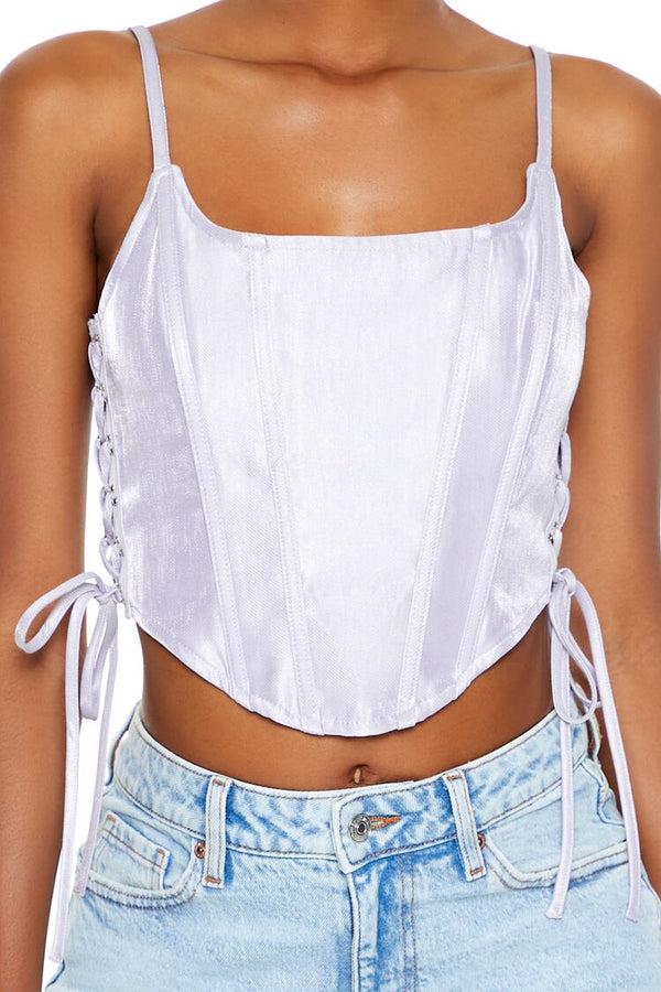 Forever21 Lace-Up Corset Cami WISTERIA
