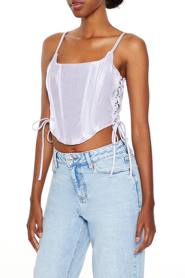Forever21 Lace-Up Corset Cami WISTERIA