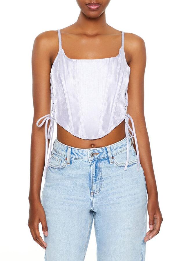 Forever21 Lace-Up Corset Cami WISTERIA