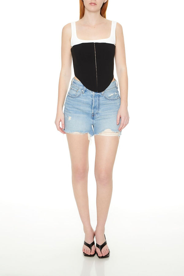 Forever21 Lace-Up Corset Combo Top BLACK/WHITE