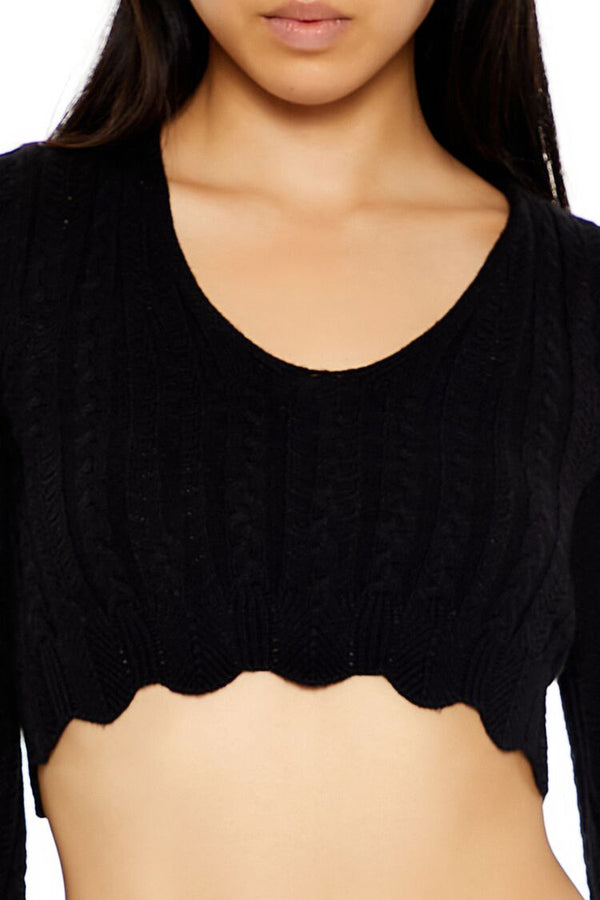 Forever21 Lace-Up Cropped Sweater BLACK