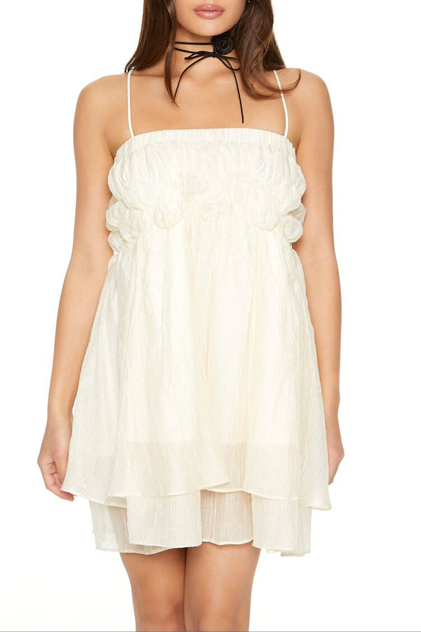 Forever21 Layered Babydoll Mini Dress VANILLA