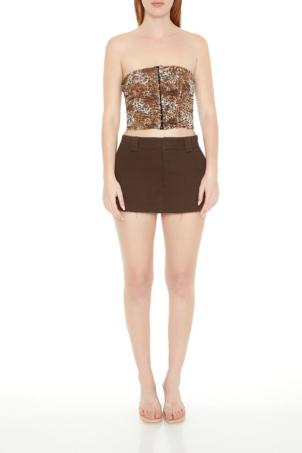 Forever21 Leopard Print Mesh Tube Top BROWN/MULTI