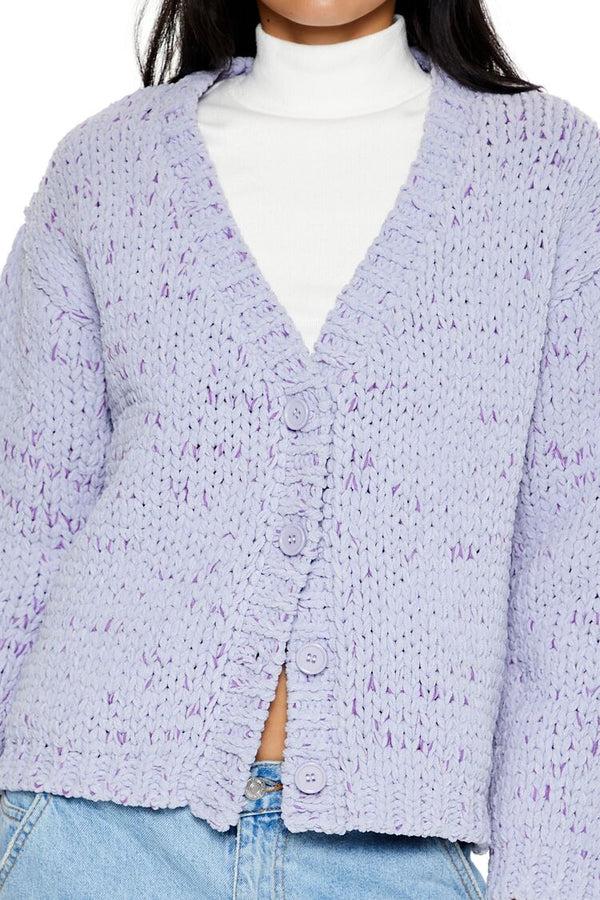 Forever21 Marled Cardigan Sweater PURPLE/MULTI