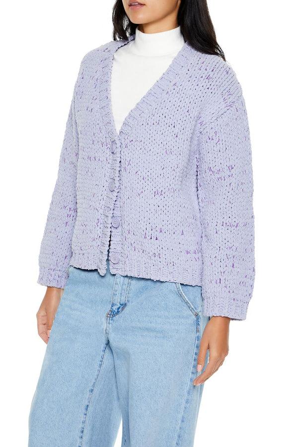 Forever21 Marled Cardigan Sweater PURPLE/MULTI
