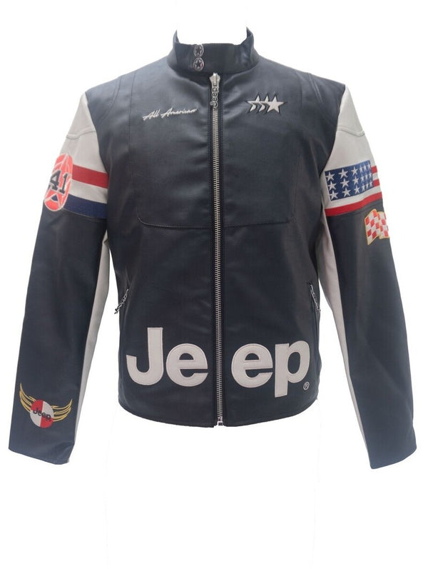 Forever21 Men's Jeep® Moto Jacket BLACK/MULTI