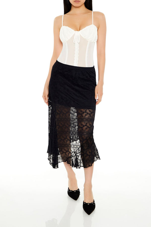 Forever21 Mesh Cami Thong Bodysuit CREAM