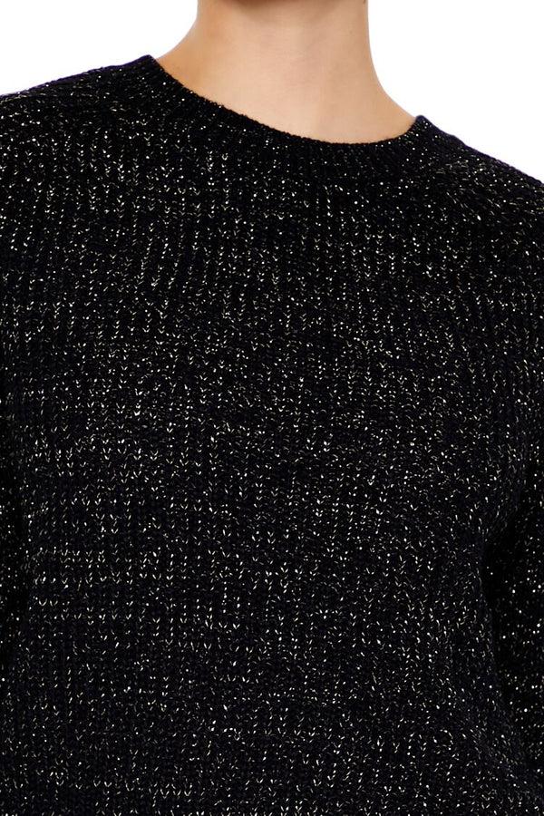Forever21 Metallic Knit Raglan Sweater BLACK