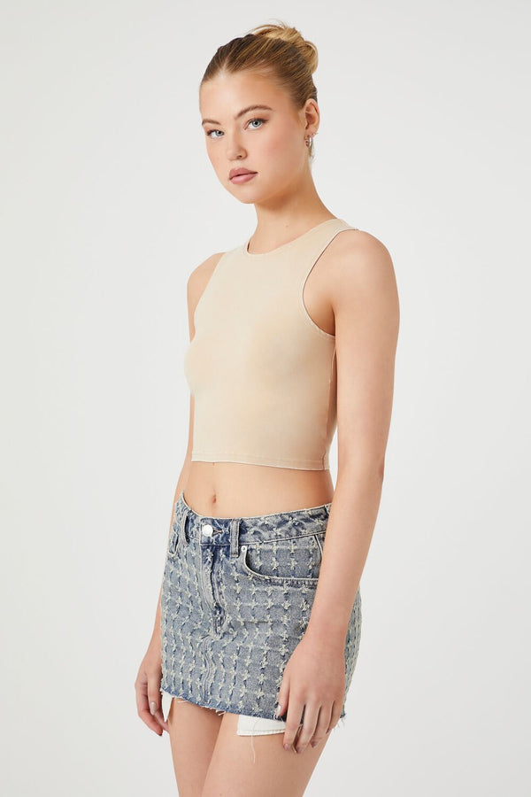 Forever21 Mineral Wash Crop Top BEIGE
