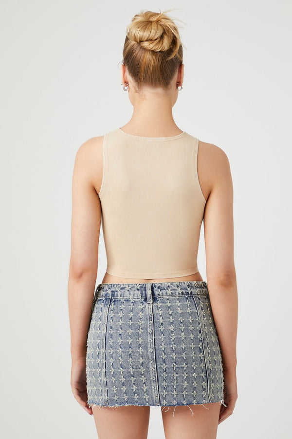 Forever21 Mineral Wash Crop Top BEIGE