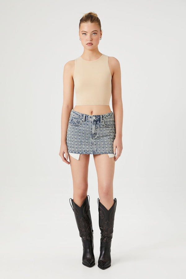 Forever21 Mineral Wash Crop Top BEIGE