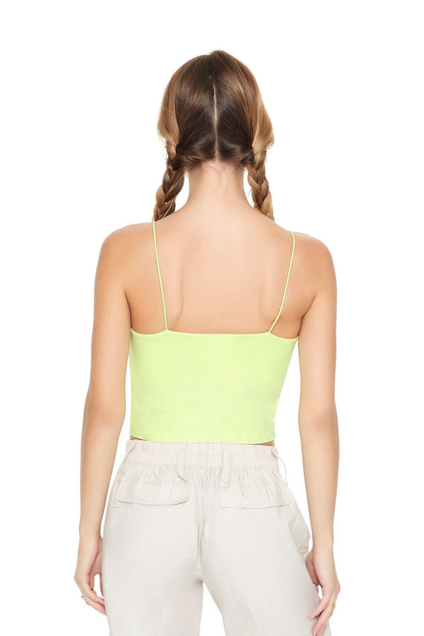 Forever21 Mineral Wash Cropped Cami PALE GREEN