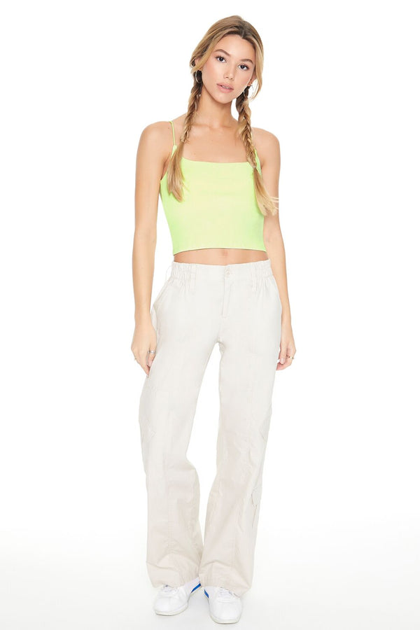 Forever21 Mineral Wash Cropped Cami PALE GREEN