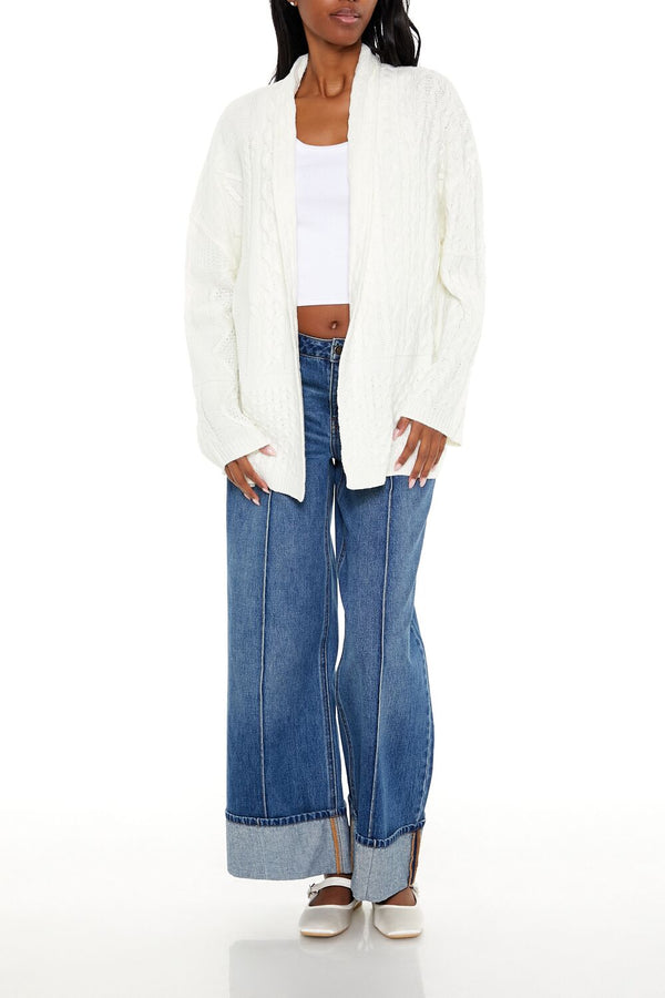 Forever21 Mixed Knit Cardigan Sweater CREAM