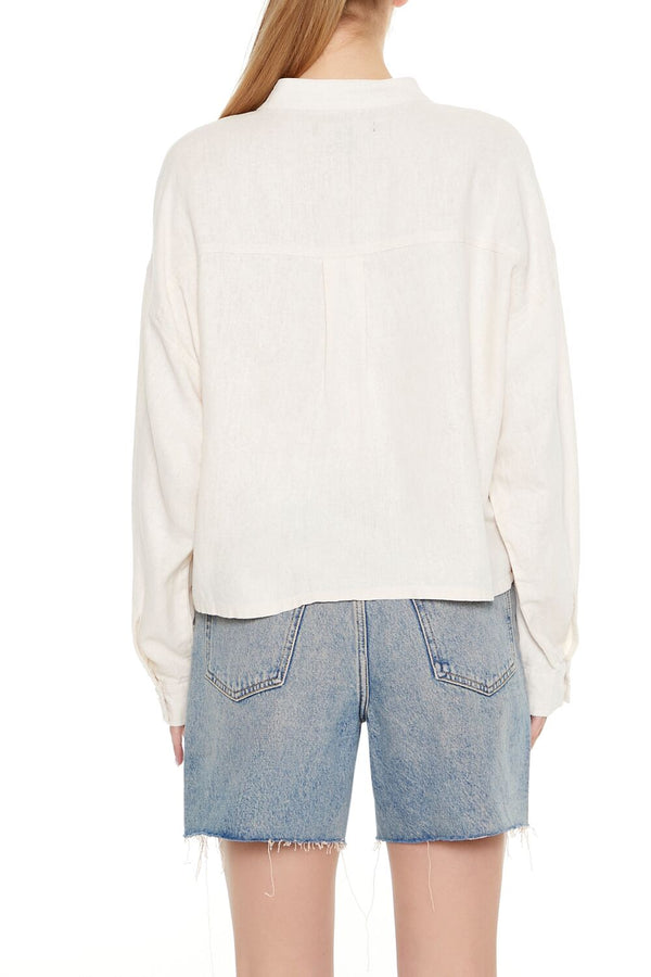 Forever21 Mock-Neck Cargo Shacket CREAM