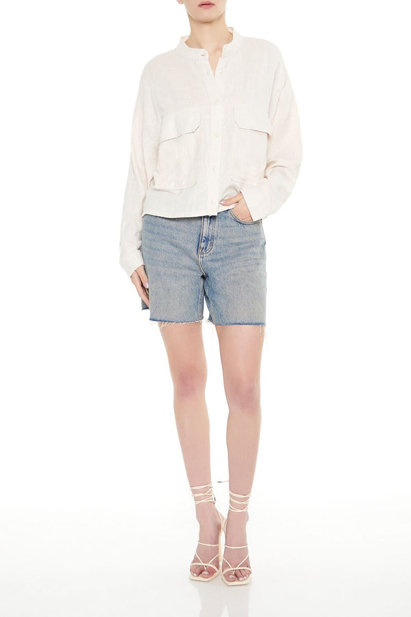Forever21 Mock-Neck Cargo Shacket CREAM