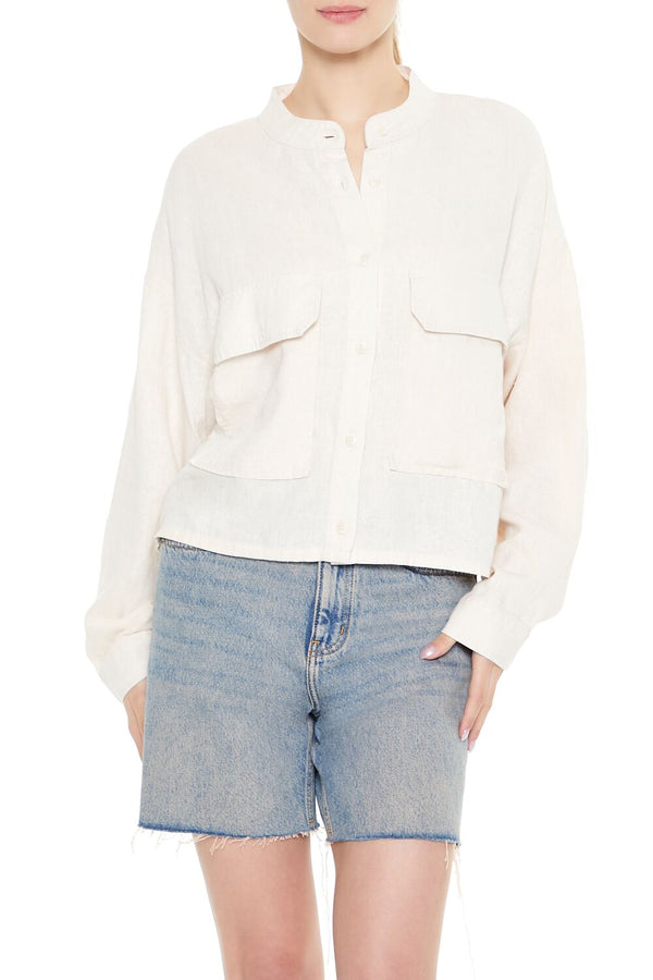 Forever21 Mock-Neck Cargo Shacket CREAM