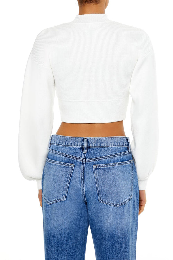 Forever21 Mock Neck Cropped Sweater CREAM