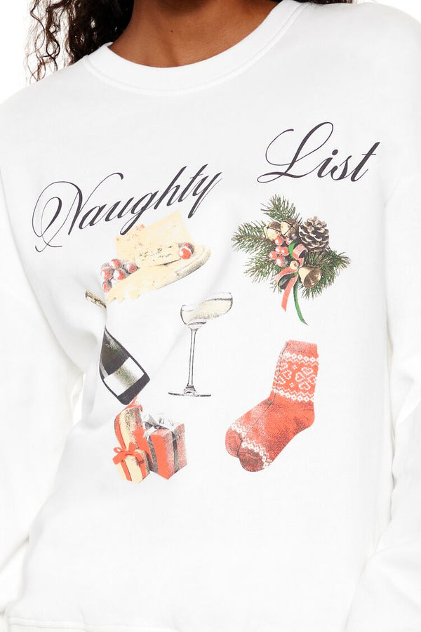 Forever21 Naughty List Graphic Pullover WHITE/MINT