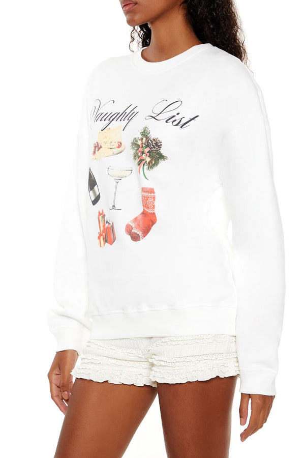 Forever21 Naughty List Graphic Pullover WHITE/MINT
