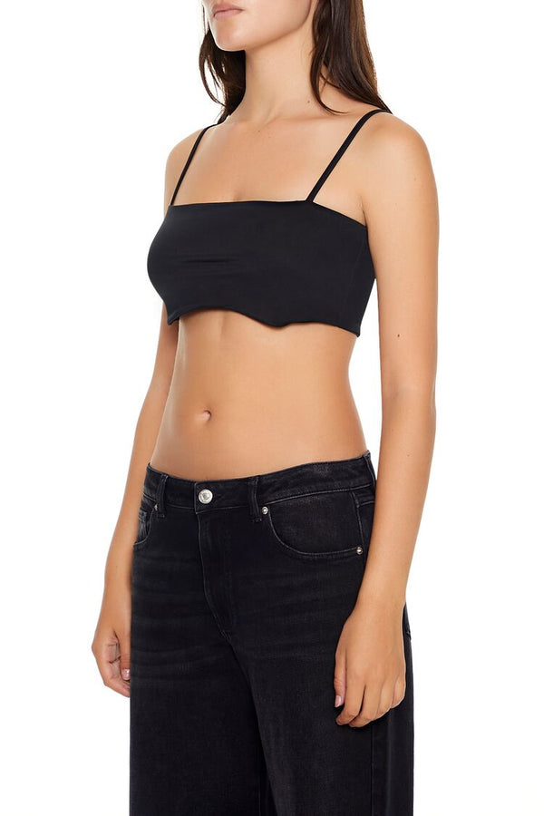 Forever21 Notched Cropped Cami BLACK