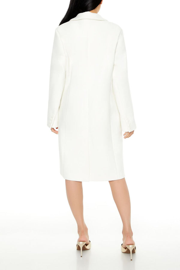 Forever21 Notched Longline Coat WHITE