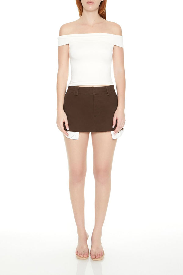 Forever21 Off-the-Shoulder Fitted Top WHITE