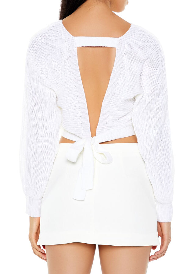 Forever21 Open-Back Cropped Sweater CREAM