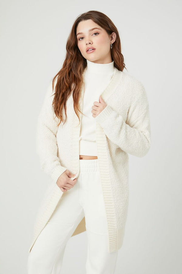Forever21 Open-Front Cardigan Sweater CREAM