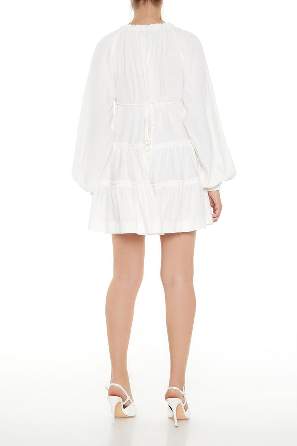 Forever21 Peasant-Sleeve Mini Dress VANILLA