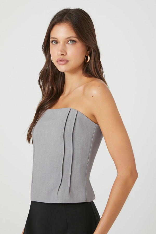 Forever21 Pleated Strapless Top GREY