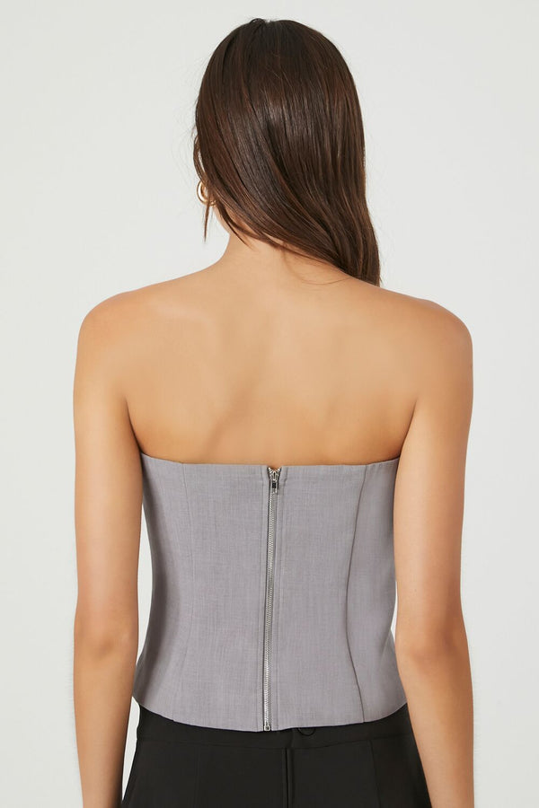 Forever21 Pleated Strapless Top GREY