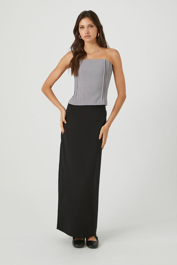 Forever21 Pleated Strapless Top GREY
