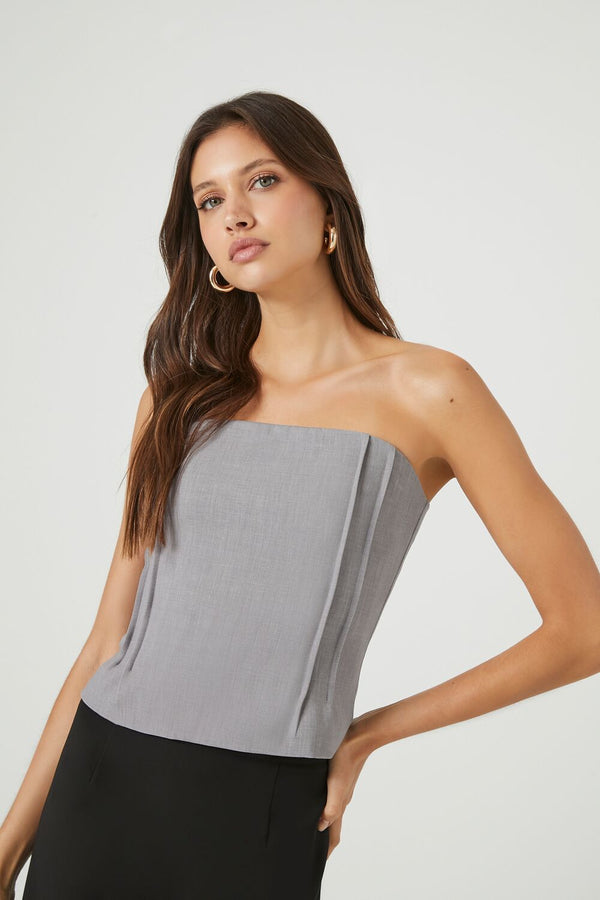 Forever21 Pleated Strapless Top GREY
