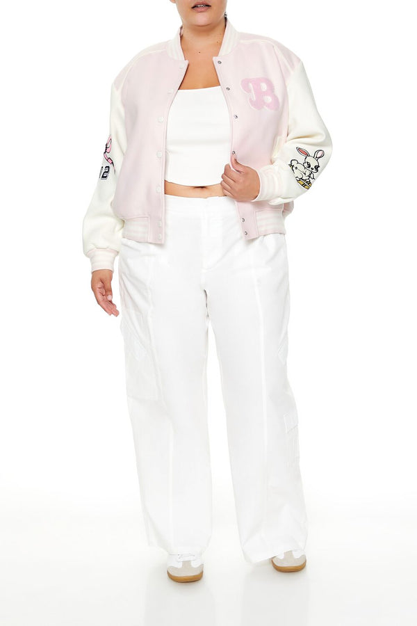 Forever21 Plus Size Bunny Bomber Jacket PINK/MULTI