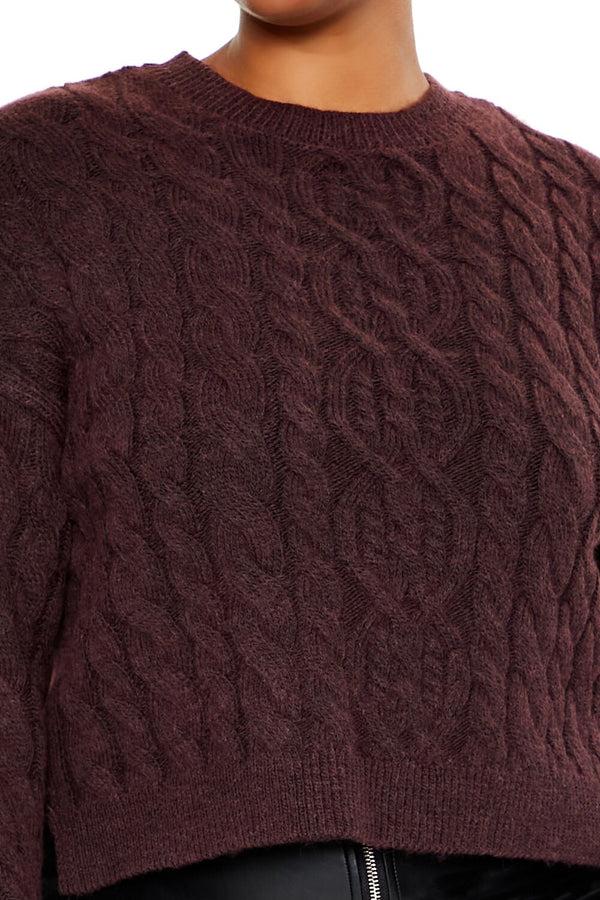 Forever21 Plus Size Cable Knit Sweater MERLOT