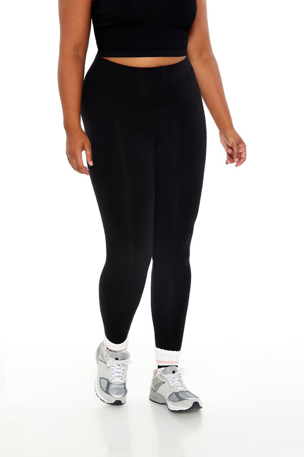 Forever21 Plus Size Cotton Leggings BLACK