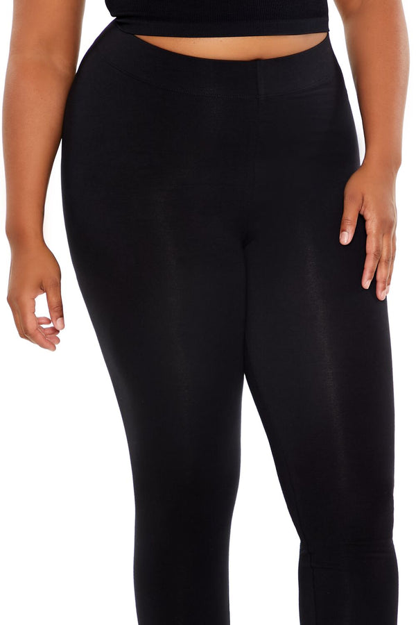 Forever21 Plus Size Cotton Leggings BLACK
