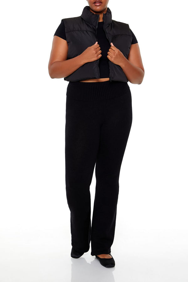 Forever21 Plus Size Cropped Puffer Vest BLACK
