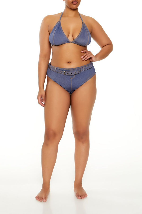 Forever21 Plus Size Denim Bikini Bottoms DENIM