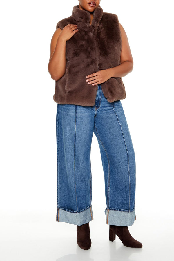 Forever21 Plus Size Faux Fur Vest ESPRESSO