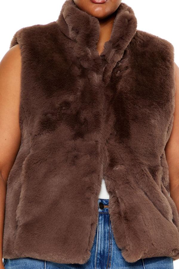 Forever21 Plus Size Faux Fur Vest ESPRESSO