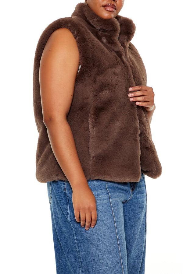 Forever21 Plus Size Faux Fur Vest ESPRESSO